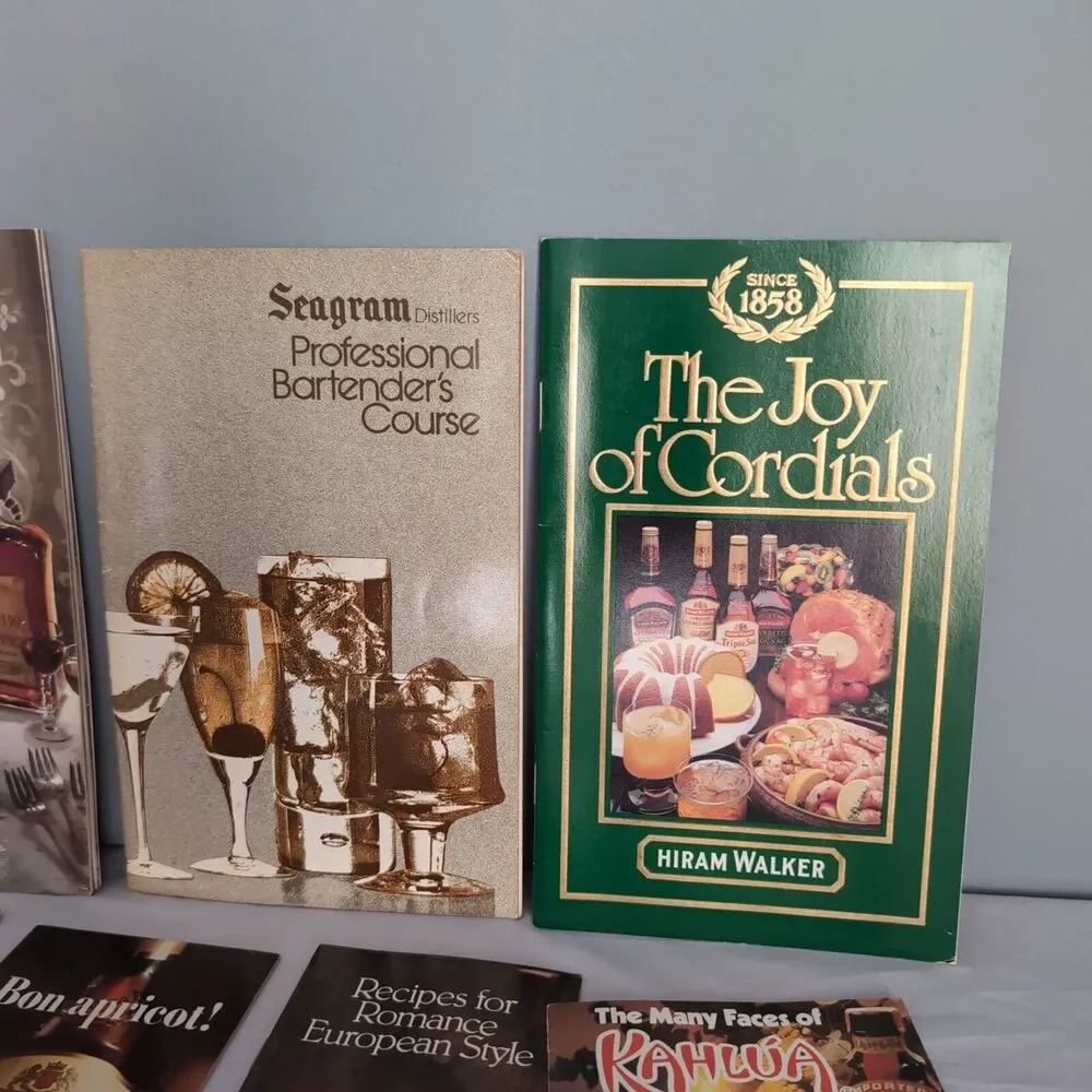 Lot of 7 Liquor Recipe Booklets Joy of Cordials Amaretto Seagram Kahlua Food